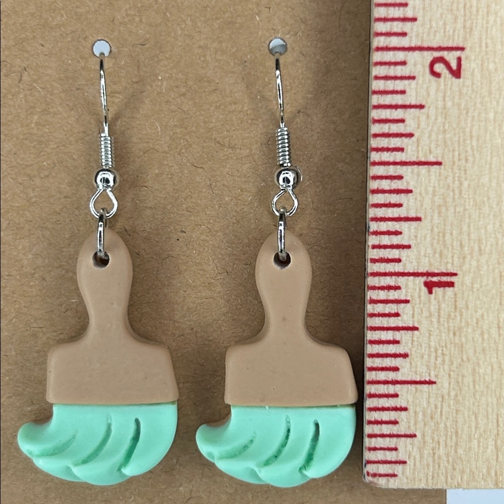 Acrylic Paint Brush Drop Earrings, Art Teachers - Picture 2 of 2